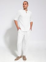 Λινό Φορμοπαντέλονο Με Κορδόνι BALI 4611 Λευκό - Image 4