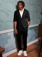 Ανδρικό Σακάκι Με Κοντό Μανίκι ENRICO 260-958 Μαύρο - Image 3