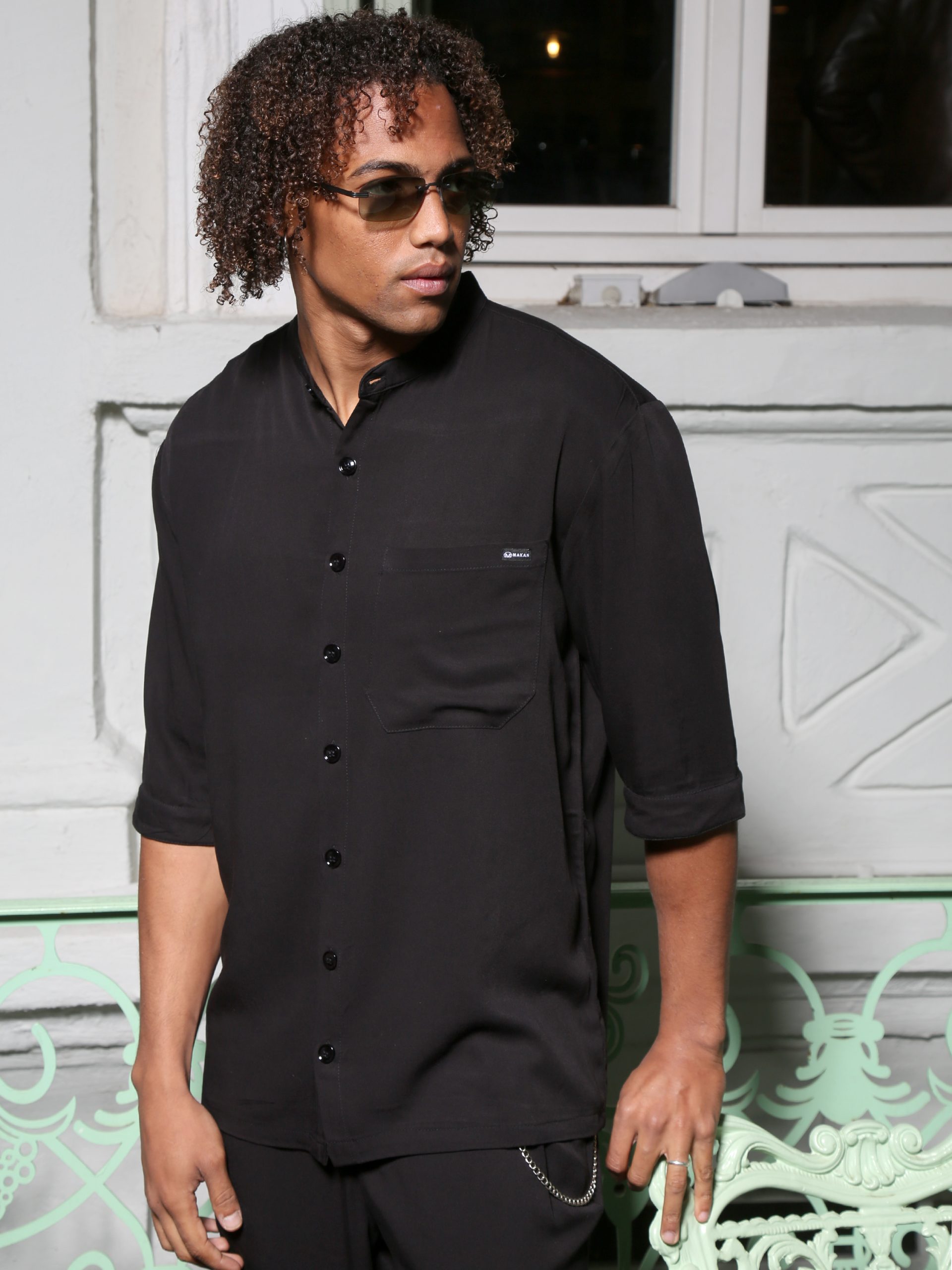 0801 Πουκάμισο Μανίκι 3/4 Slim-fit VITO 250-956 Μαύρο - Image 1