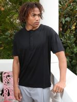 Ανδρικό T-shirt Με Κρυφά Κουμπιά LUCADI 270-210 Μαύρο - Image 3