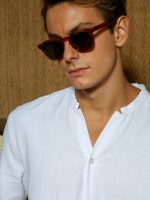 Λινό Κοντομάνικο Πουκάμισο Slim-fit SONNY 33-7506 Λευκό - Image 2