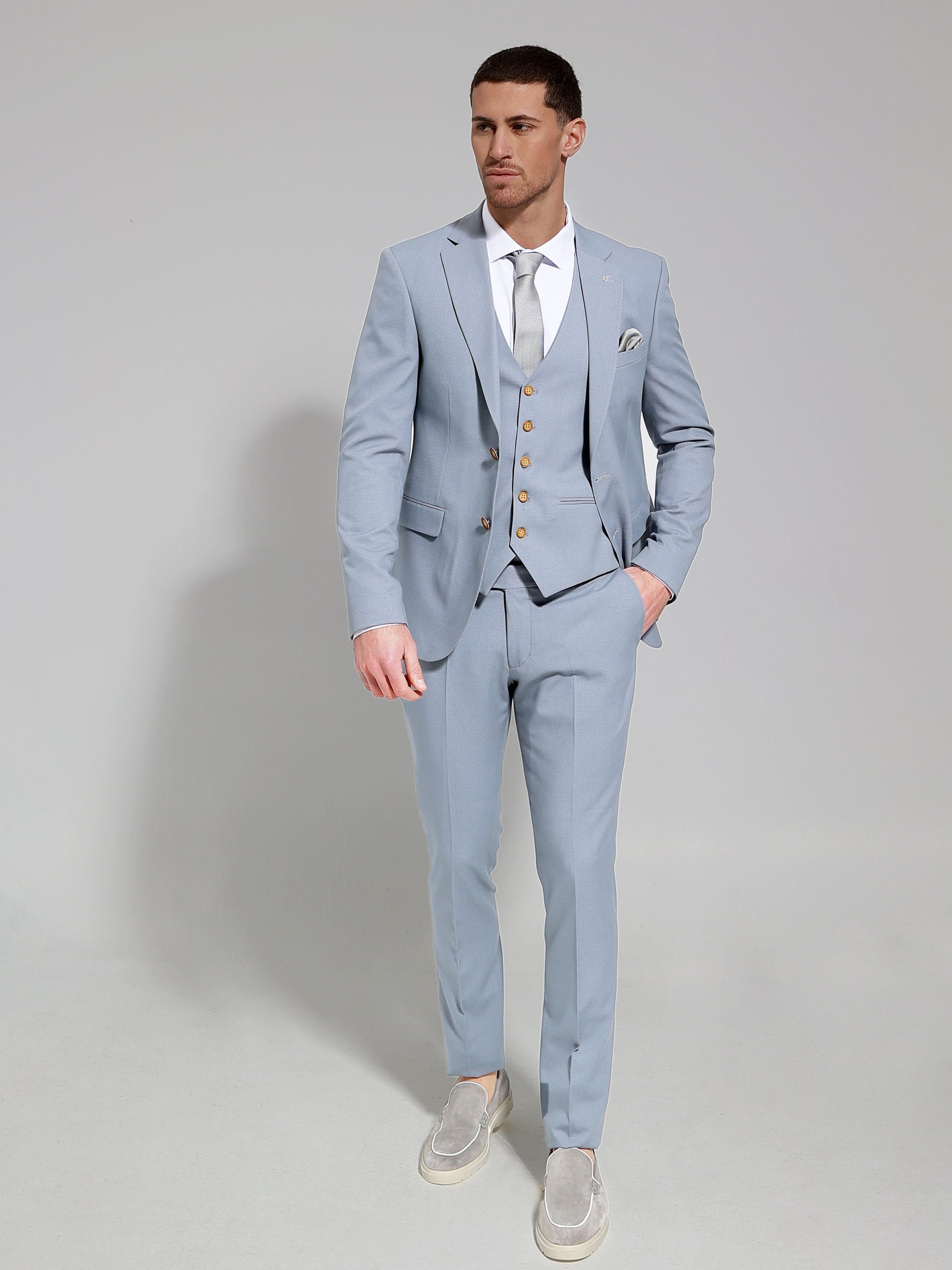 11114S0A1427 copy Ανδρικό Κοστούμι Με Γιλέκο ENRICO 260-270 Σιελ - Image 1