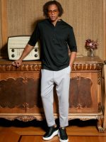 Ανδρικό T-shirt Με Κουμπάκια LUCA 270-221 Μαύρο - Image 5