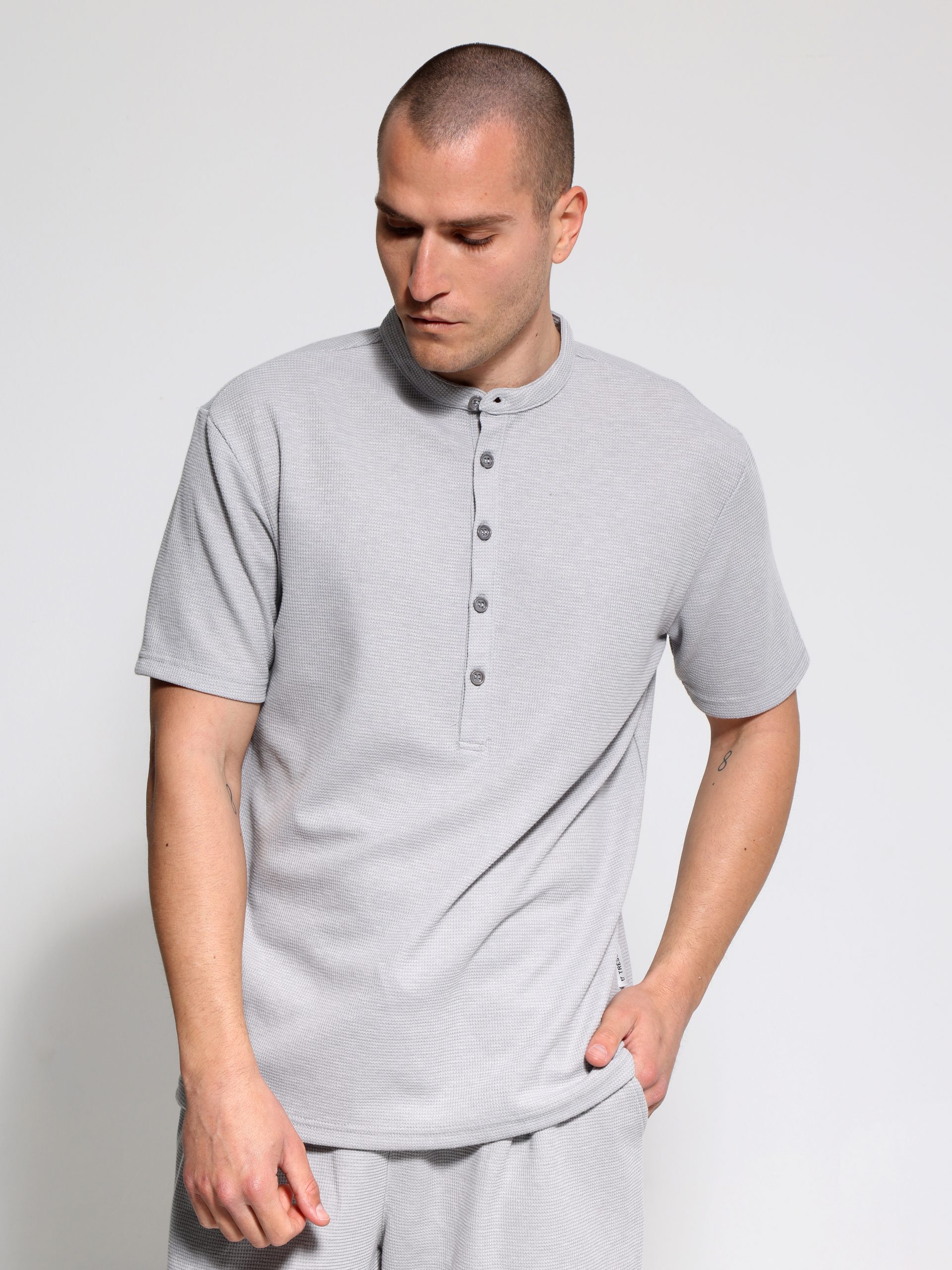 1X9A4991 Ανδρικό T-Shirt Με Κουμπάκια ROMON 207084 Γκρι - Image 1