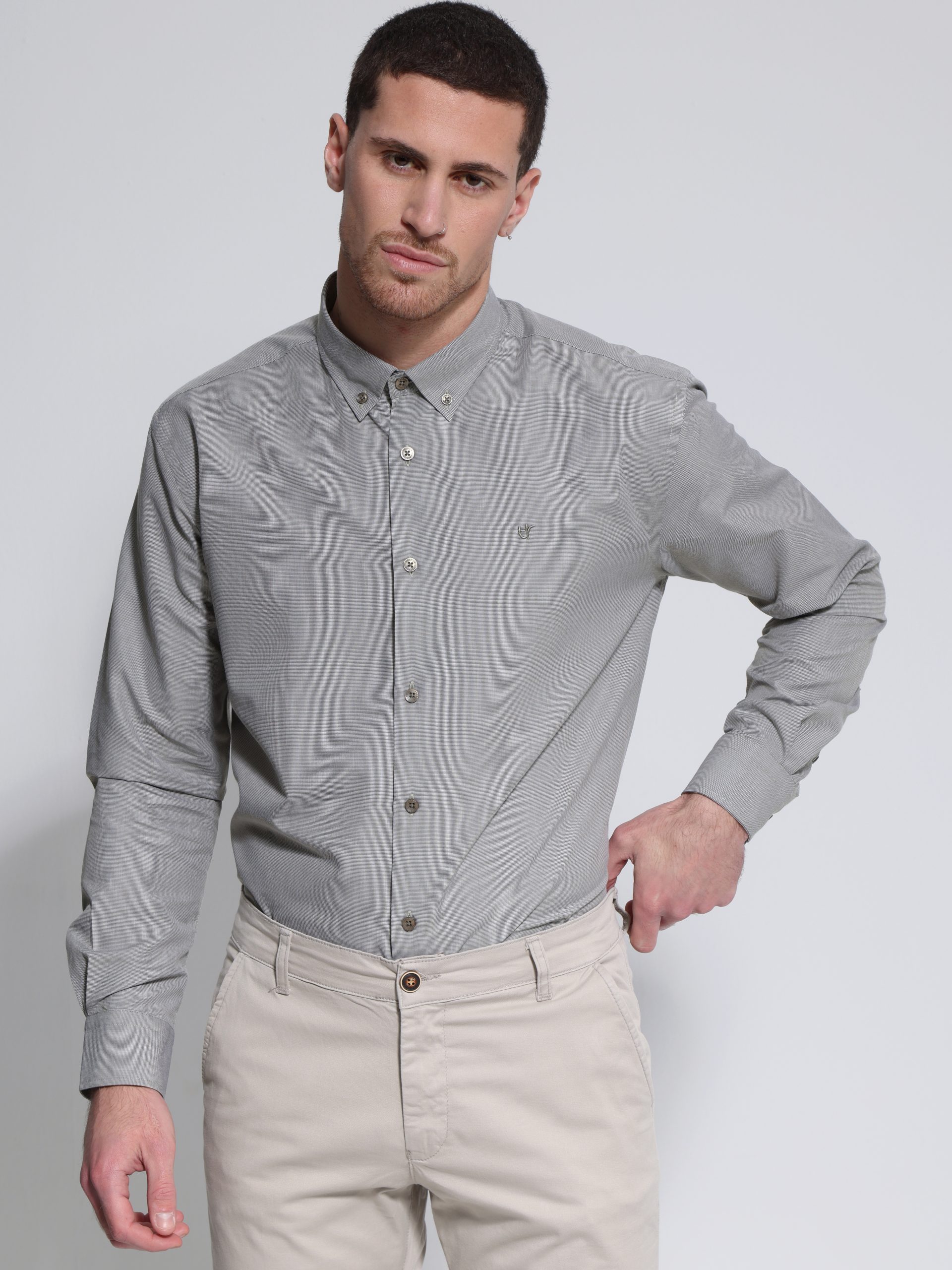 1X9A5166 Ανδρικό Πουκάμισο Tailor-Fit GIANNI 33-8166 Light Green Φαρδιά γραμμή - Image 1