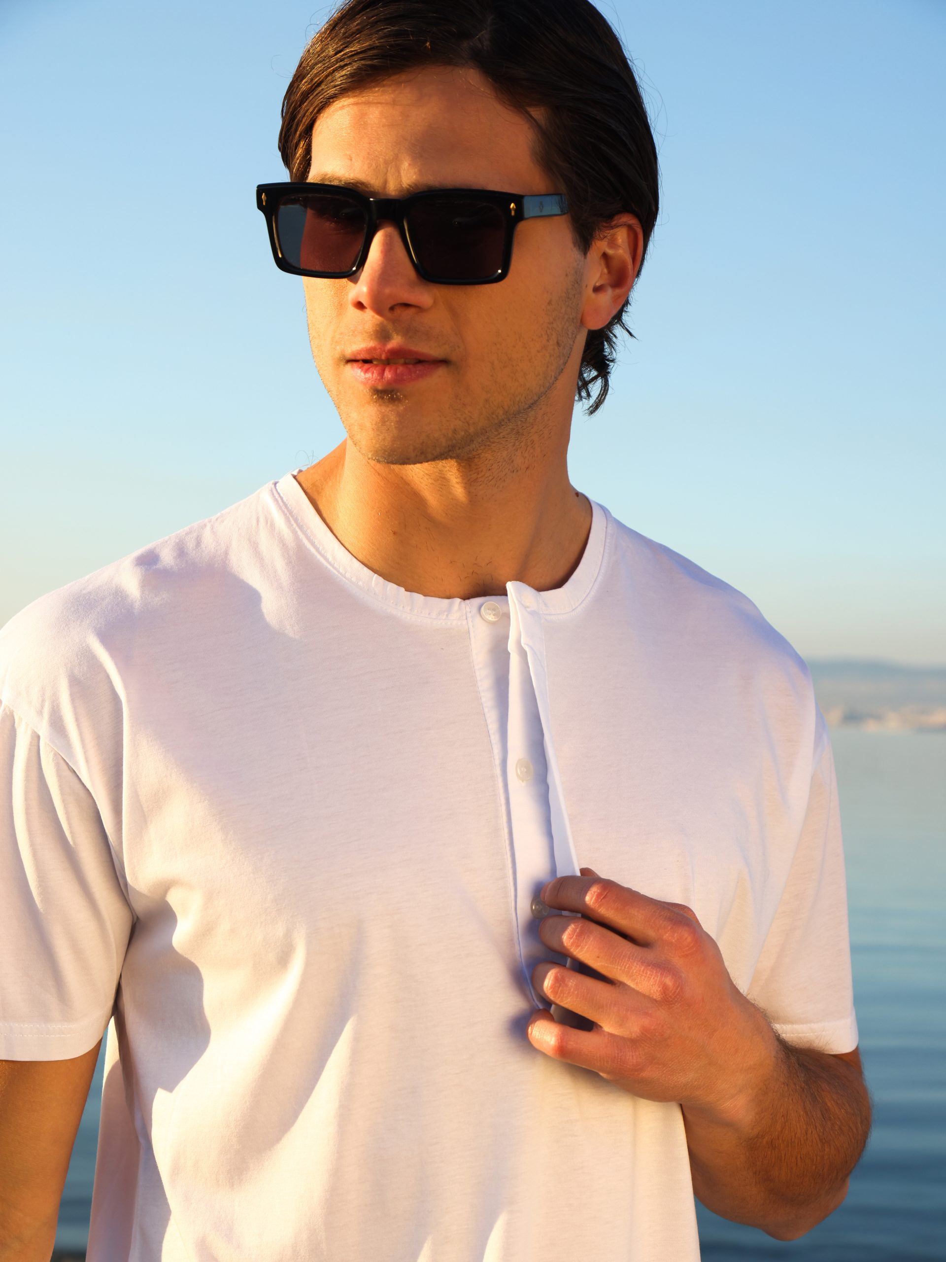 1X9A8476 Ανδρικό T-shirt Με Κρυφά Κουμπιά LUCADI 270-210 Λευκό - Image 1