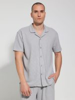 Ανδρικό Μπλουζάκι-Πουκάμισο Με Κουμπιά Moreto 706018 Γκρι