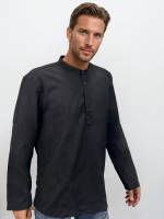 Λινή Πουκαμίσα Μακρύ Μανίκι Slim-fit LEANDRO 33-7455 Μαύρο - Image 3