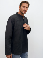 Λινή Πουκαμίσα Μακρύ Μανίκι Slim-fit LEANDRO 33-7455 Μαύρο - Image 2