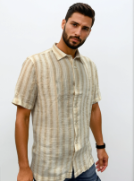 Λινό Πουκάμισο Relax-Fit CLAUDIO 33-7511 Μπεζ - Image 3