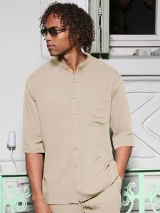 Πουκάμισο Μανίκι 3/4 Slim-fit VITO 250-956 Μπεζ