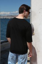 Oversize T-shirt Με V Λαιμό Oscar 207026 Μαύρο - Image 6