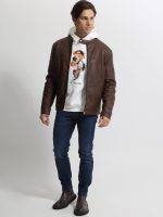 Ανδρικό Jacket Eco-Leather Μπουφάν SILA 2178 Καφέ - Image 2