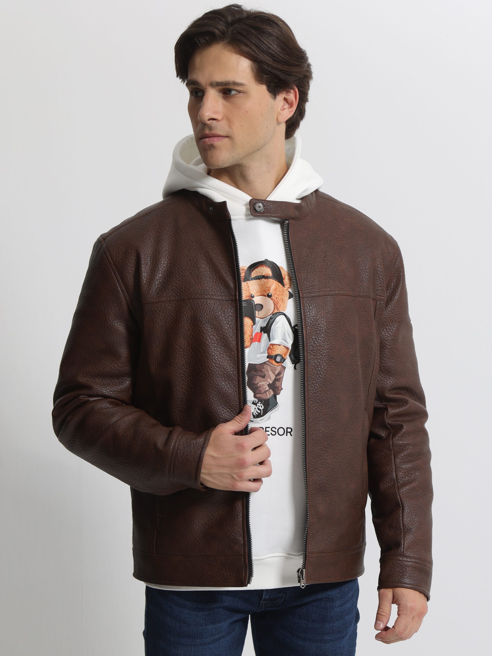 1174 Ανδρικό Jacket Eco-Leather Μπουφάν SILA 2178 Καφέ - Image 1