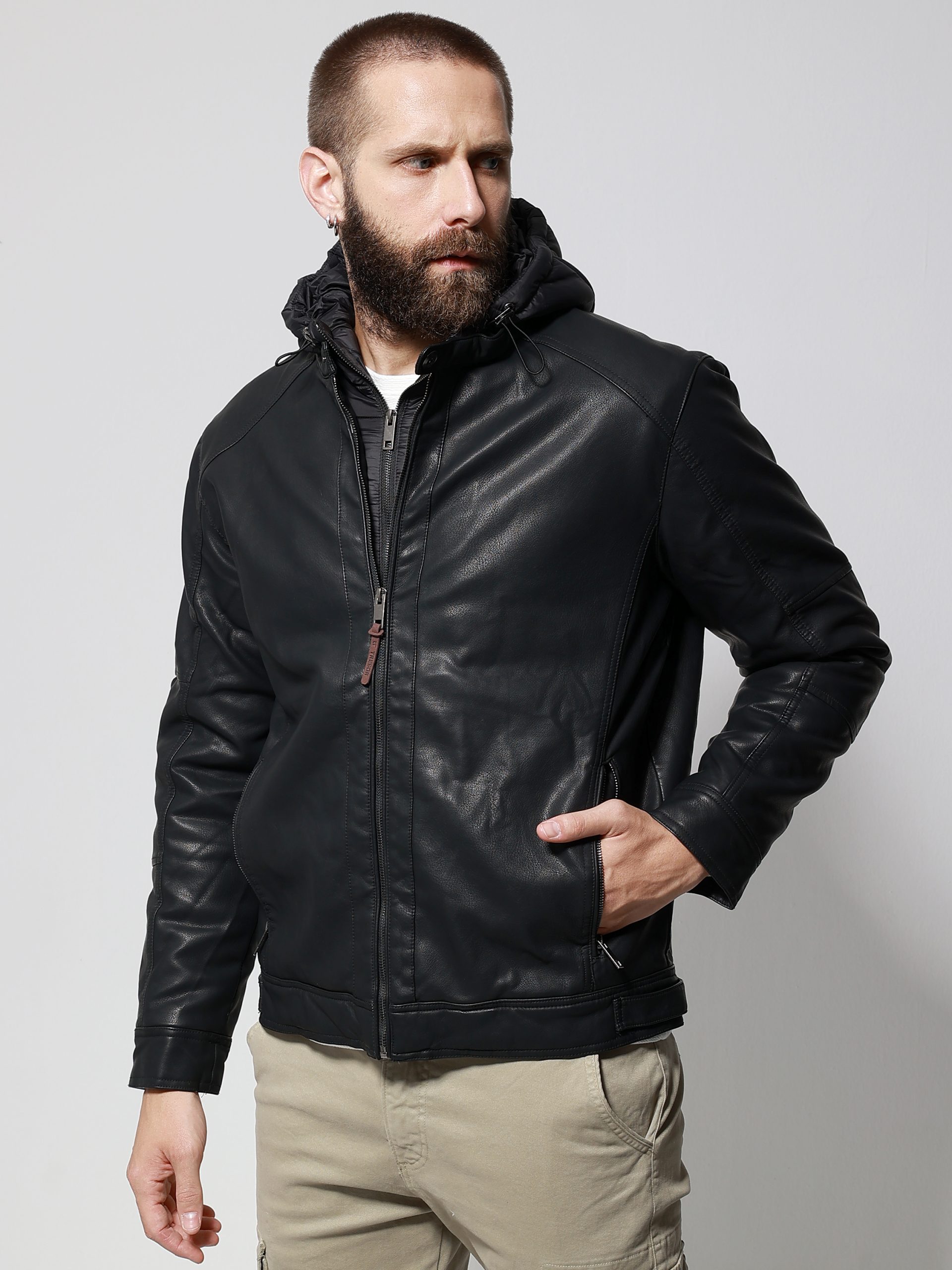 2831 Ανδρικό Jacket Eco-Leather Μπουφάν VENERO 2171-1 Μαύρο - Image 1