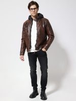 Ανδρικό Jacket Eco-Leather Μπουφάν VENERO 2171-1 Καφέ - Image 4
