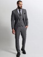 Ανδρικό Ριγέ Κοστούμι Με Γιλέκο ANTONIO 2027 Grey