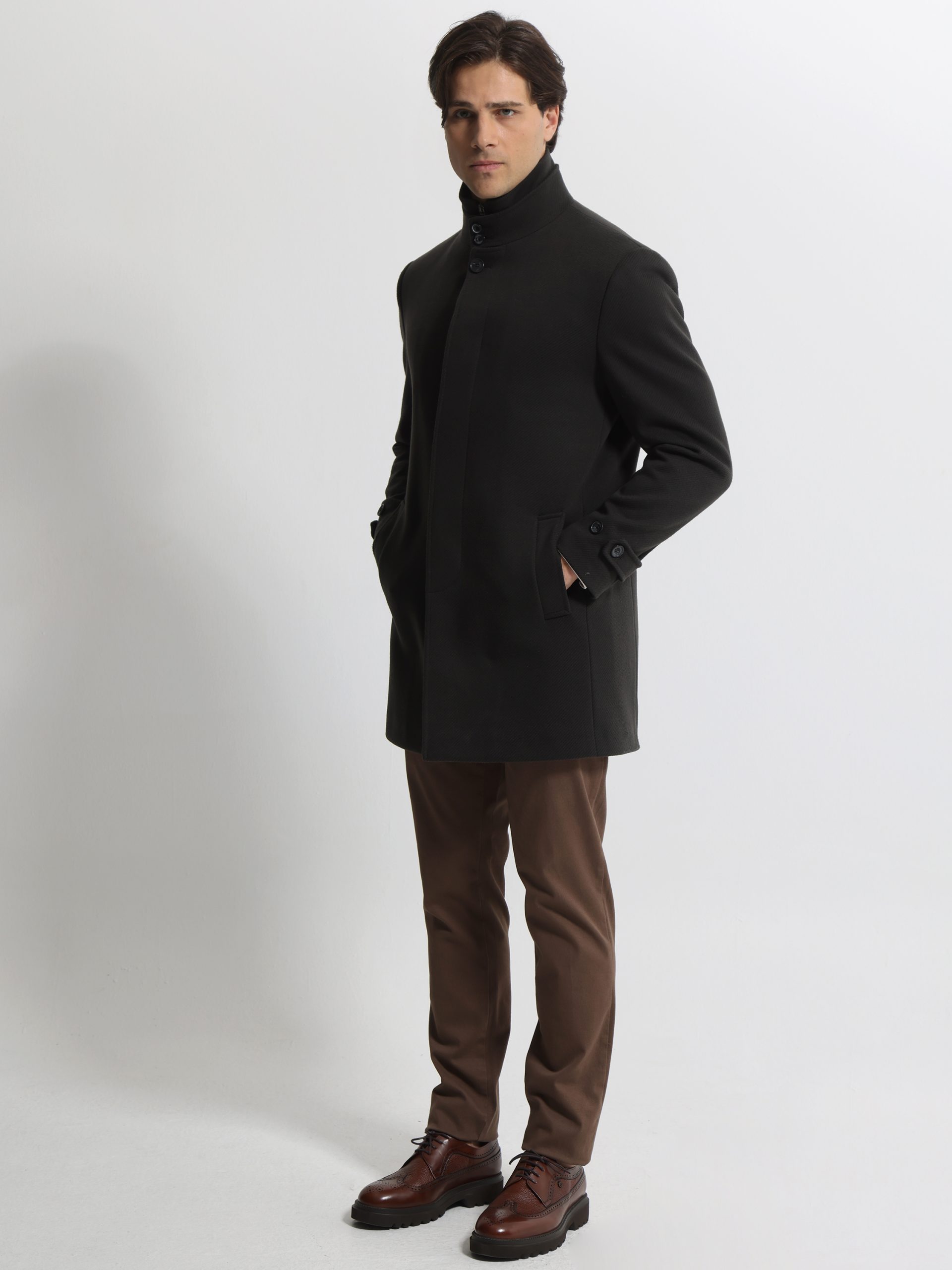 0987 Ανδρικό Παλτό με Ψηλό Γιακά VINCE 2603 Μαύρο - Image 1