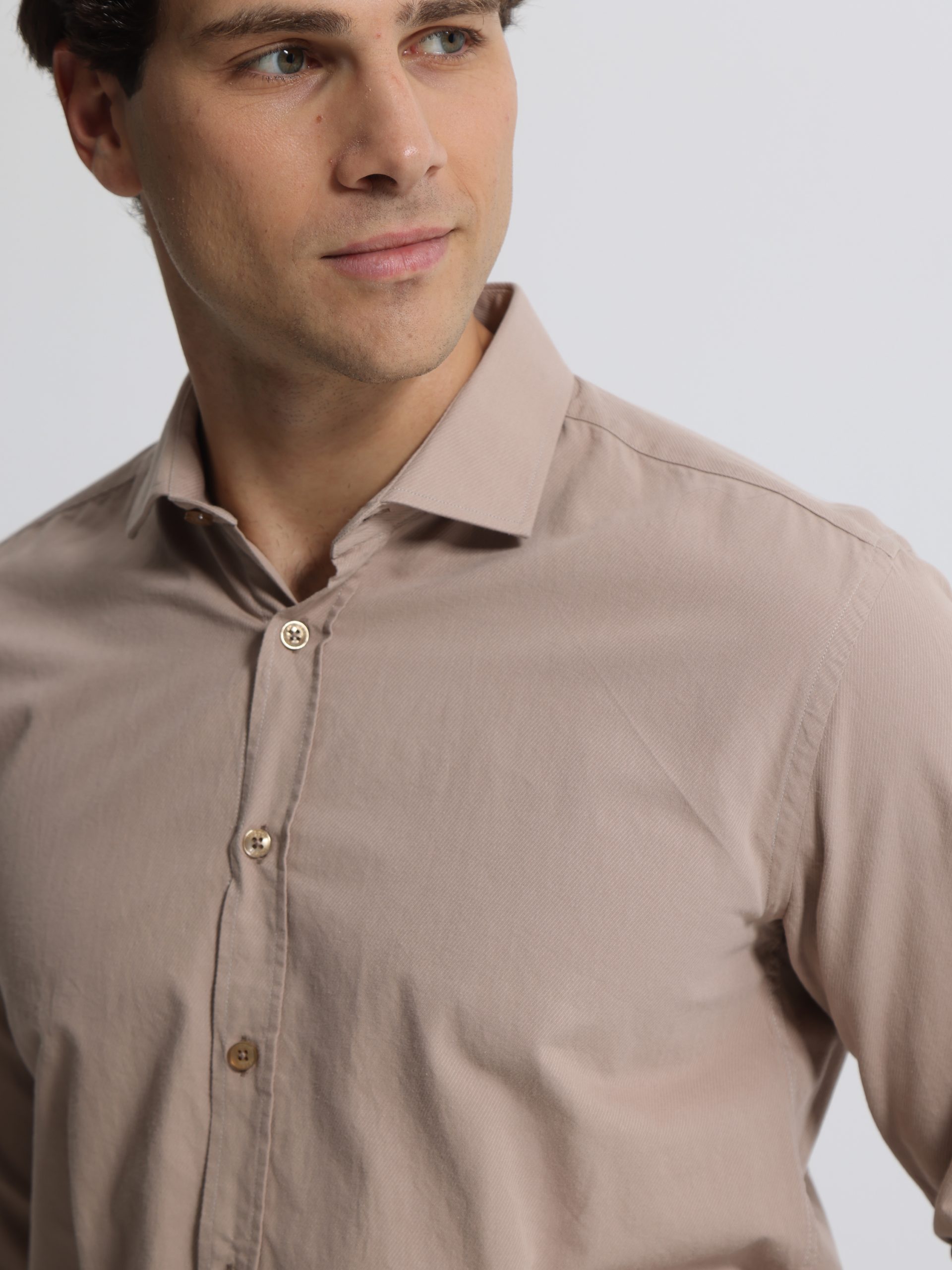 1283 Ανδρικό Πουκάμισο CUSSIUS 33-7522 Μπεζ Slim-fit - Image 1