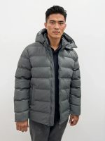 Ανδρικό Κοντό Puffer Jacket Μπουφάν 34-220 Γκρι - Image 2