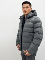 Ανδρικό Κοντό Puffer Jacket Μπουφάν 34-220 Γκρι - Image 4