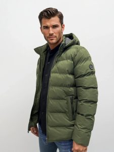 Ανδρικό Κοντό Puffer Jacket Μπουφάν 34-220 Χακί
