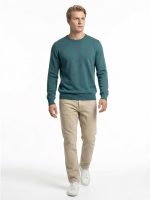 Ανδρικό Πλεκτό Πουλόβερ με Λαιμόκοψη 34-305 Πετρόλ