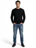 Ανδρικό Πλεκτό Πουλόβερ με Λαιμόκοψη 34-305 Μαύρο - Image 3