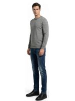 Ανδρικό Πλεκτό Πουλόβερ με Λαιμόκοψη 34-305 Γκρι
